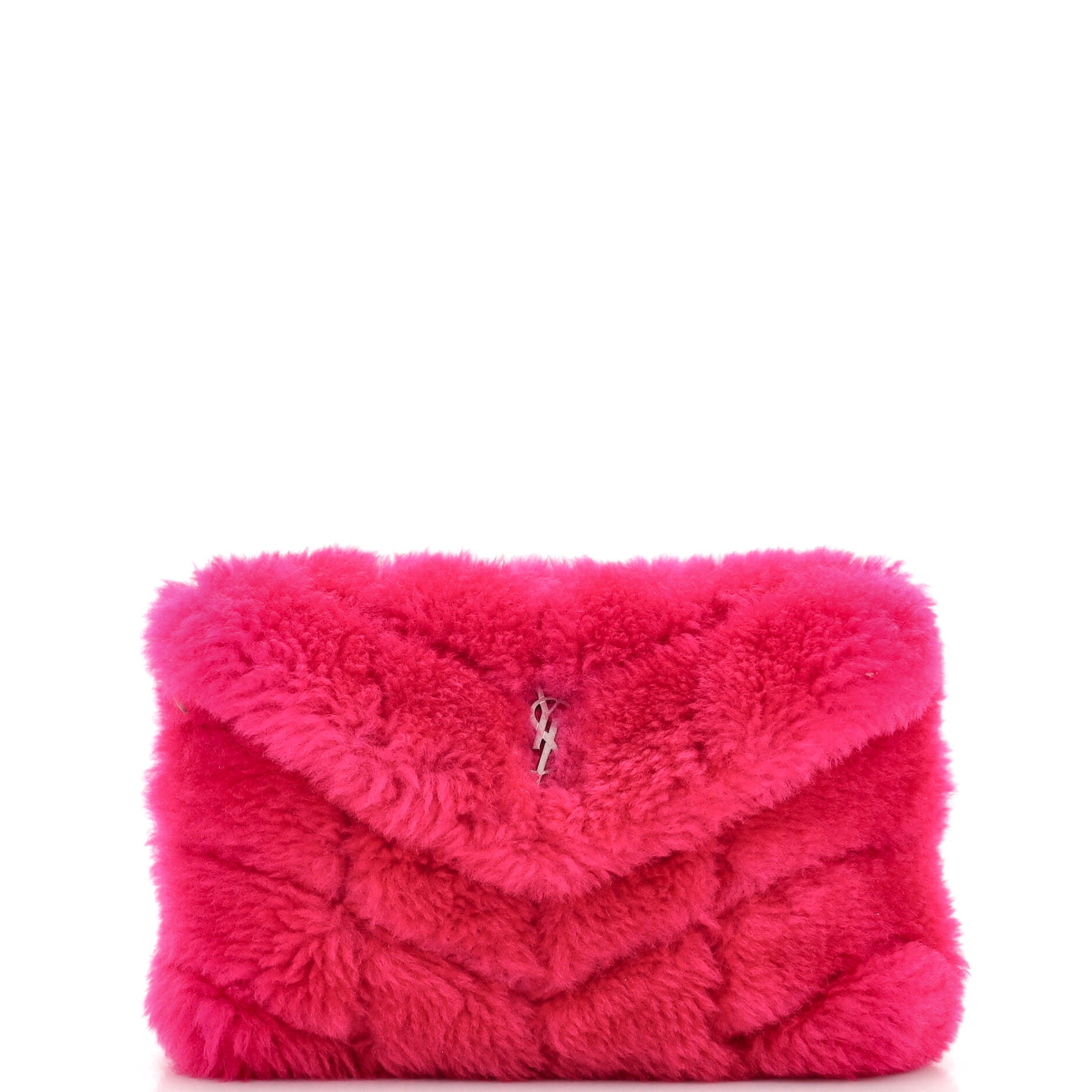 LouLou Puffer Clutch Matelasse Chevron Shearling Small