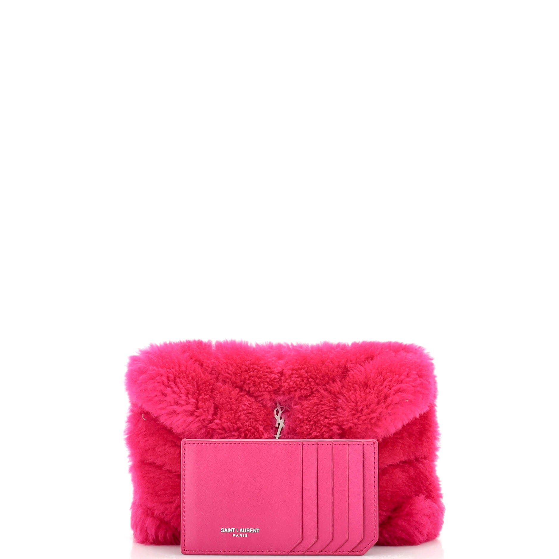 LouLou Puffer Clutch Matelasse Chevron Shearling Small