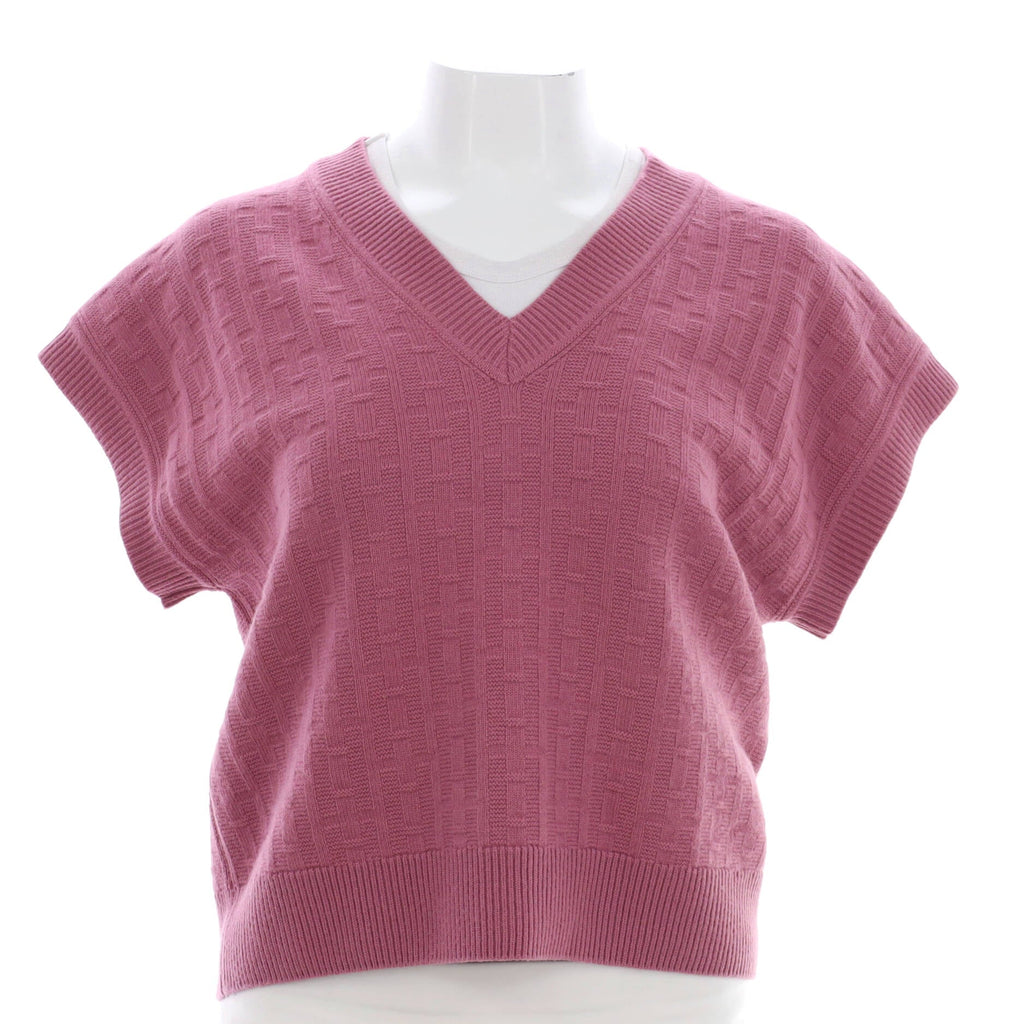 Women's H Short Sleeve V-Neck Sweater Wool