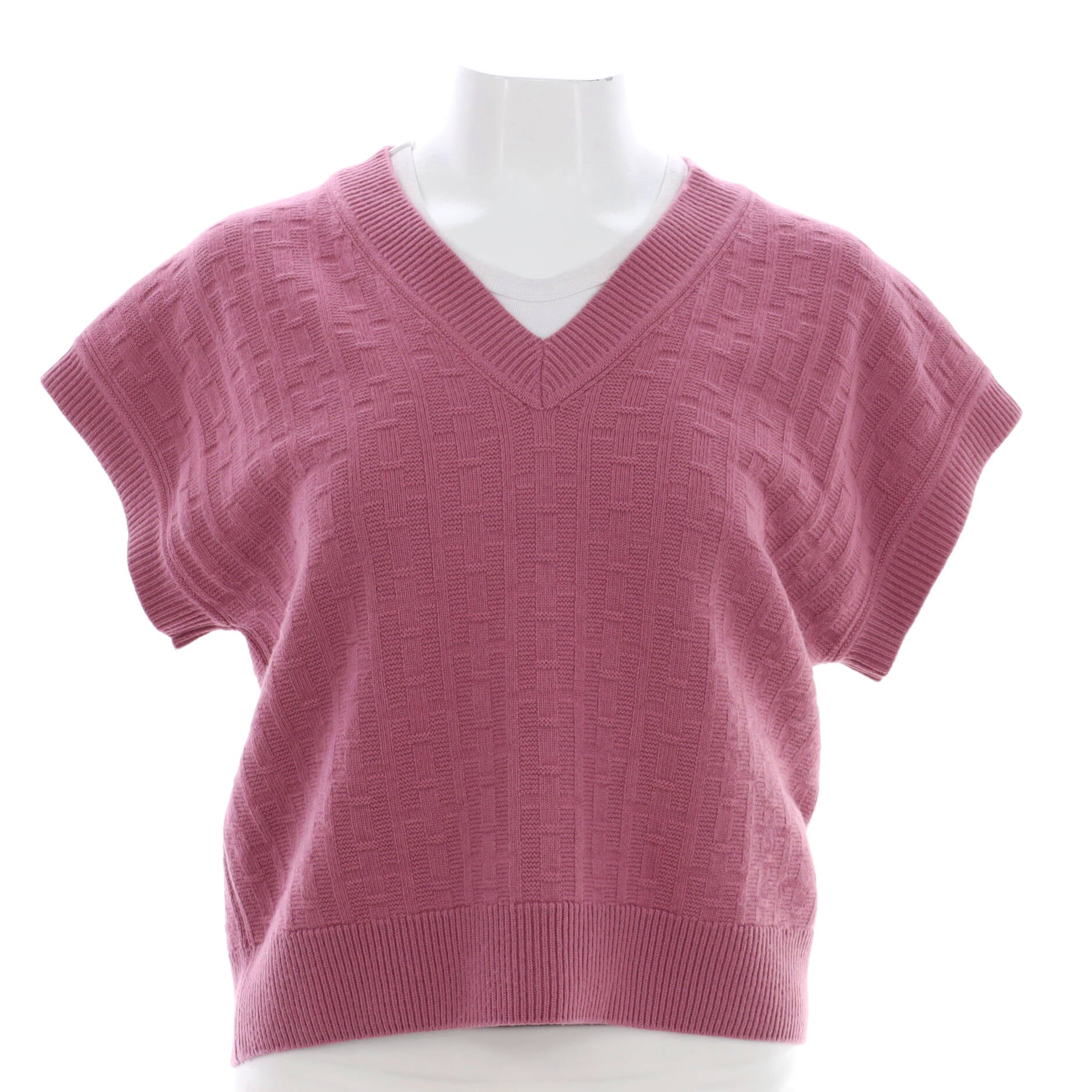 Women's H Short Sleeve V-Neck Sweater Wool