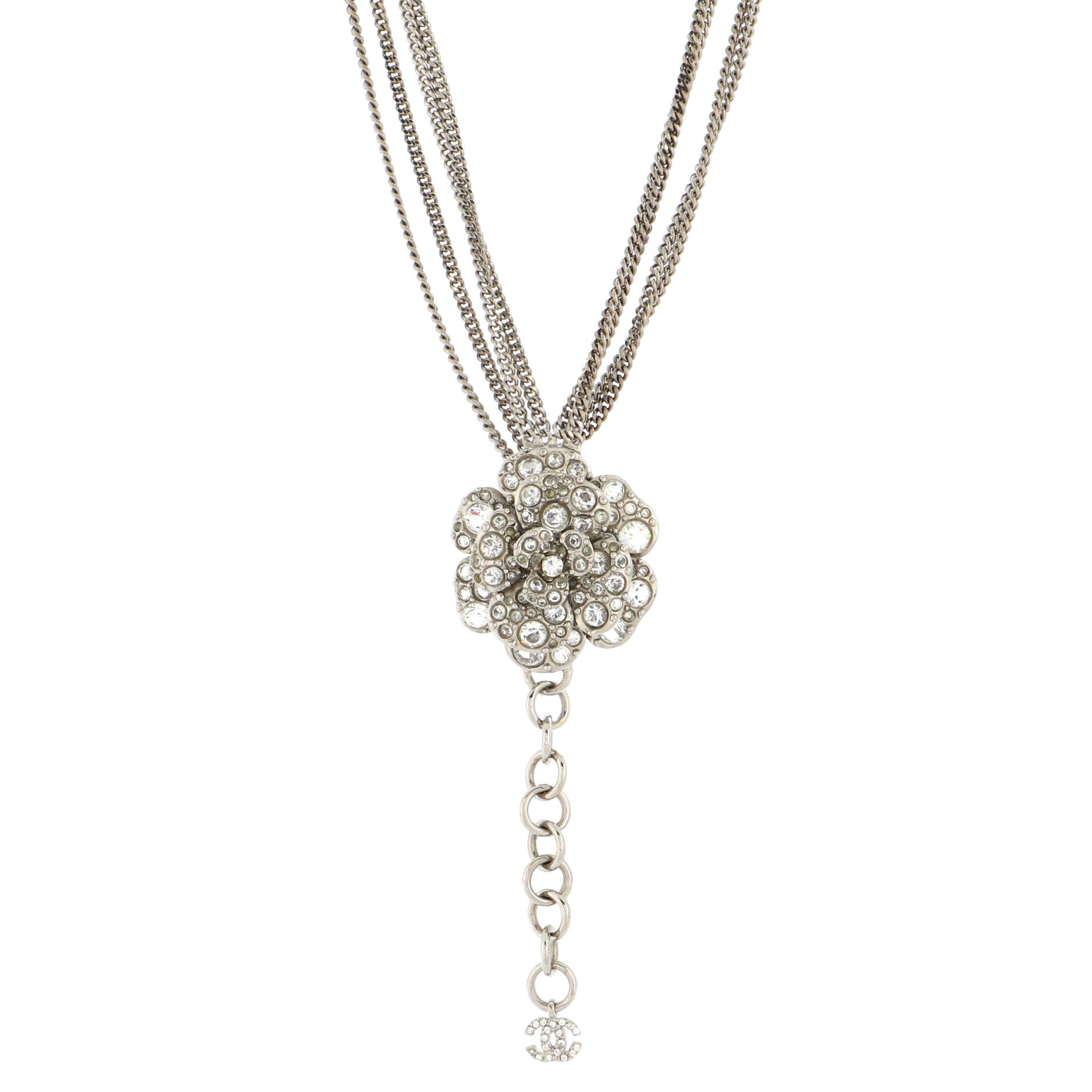 CC Camellia Multichain Belt Metal with Crystals 85