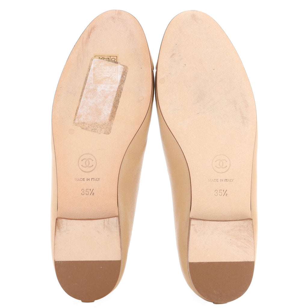 Women's CC Cap Toe Bow Ballerina Flats Leather