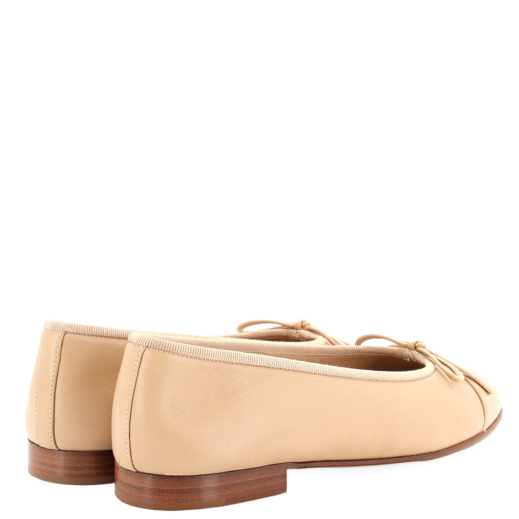 Women's CC Cap Toe Bow Ballerina Flats Leather