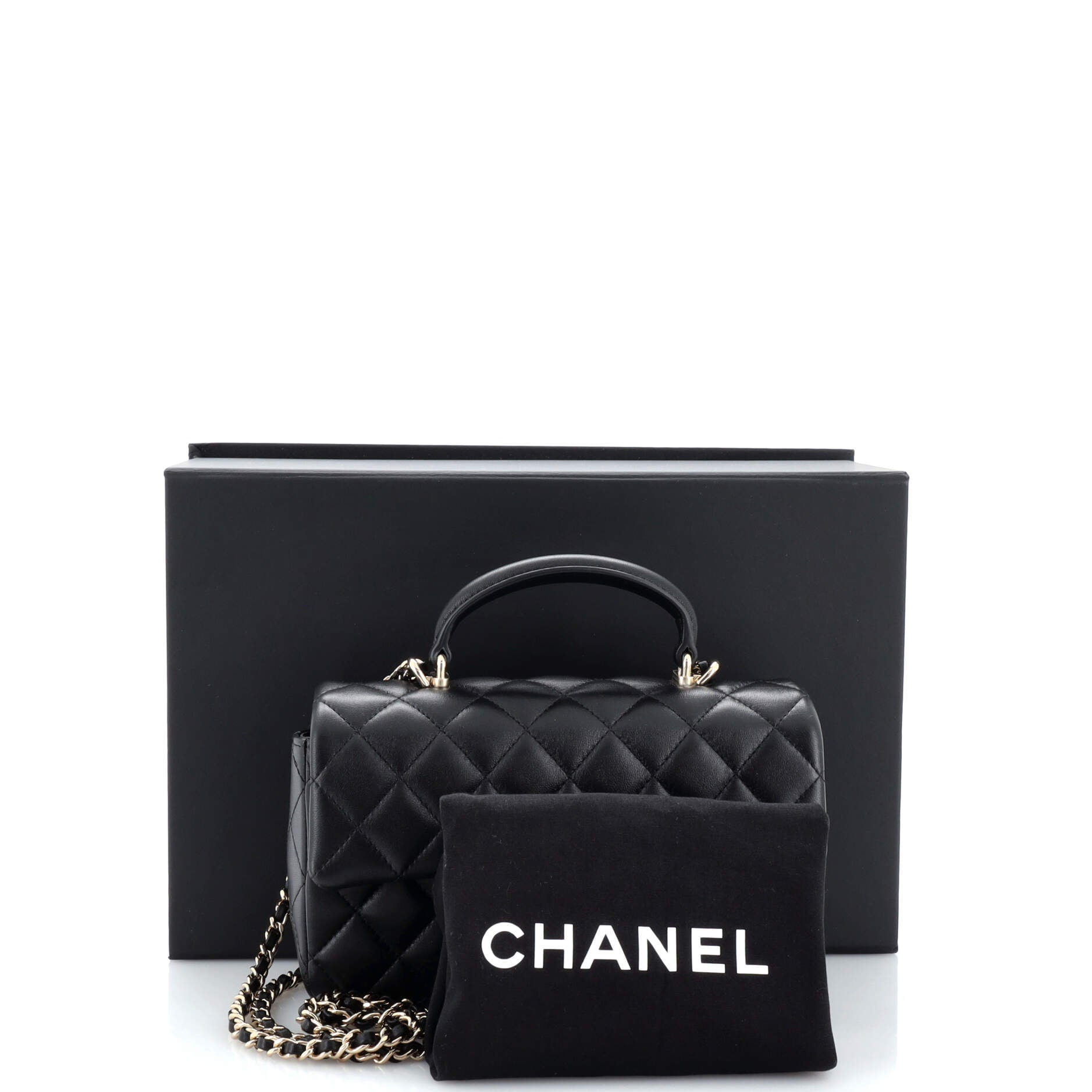 Classic Single Flap Top Handle Bag Quilted Lambskin Mini
