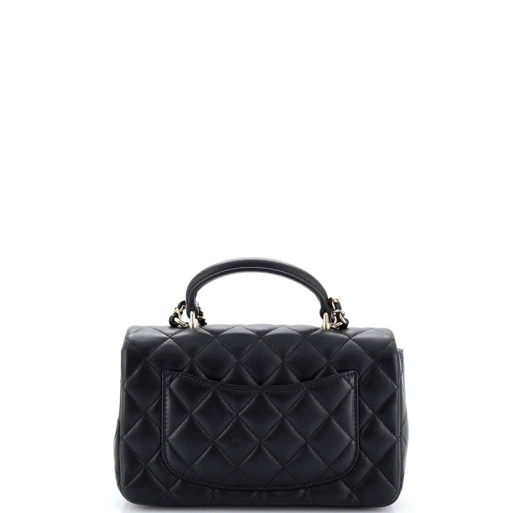 Classic Single Flap Top Handle Bag Quilted Lambskin Mini