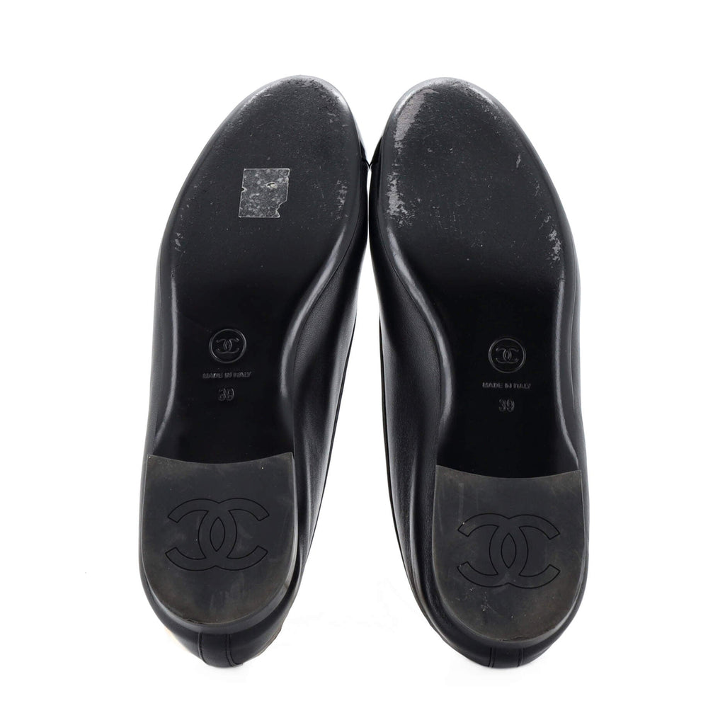 Women's Cap Toe Ankle Chain Ballerina Flats Leather