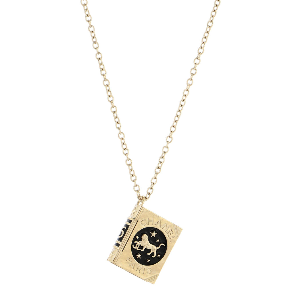 CC Lion Book Locket Pendant Necklace Metal with Enamel