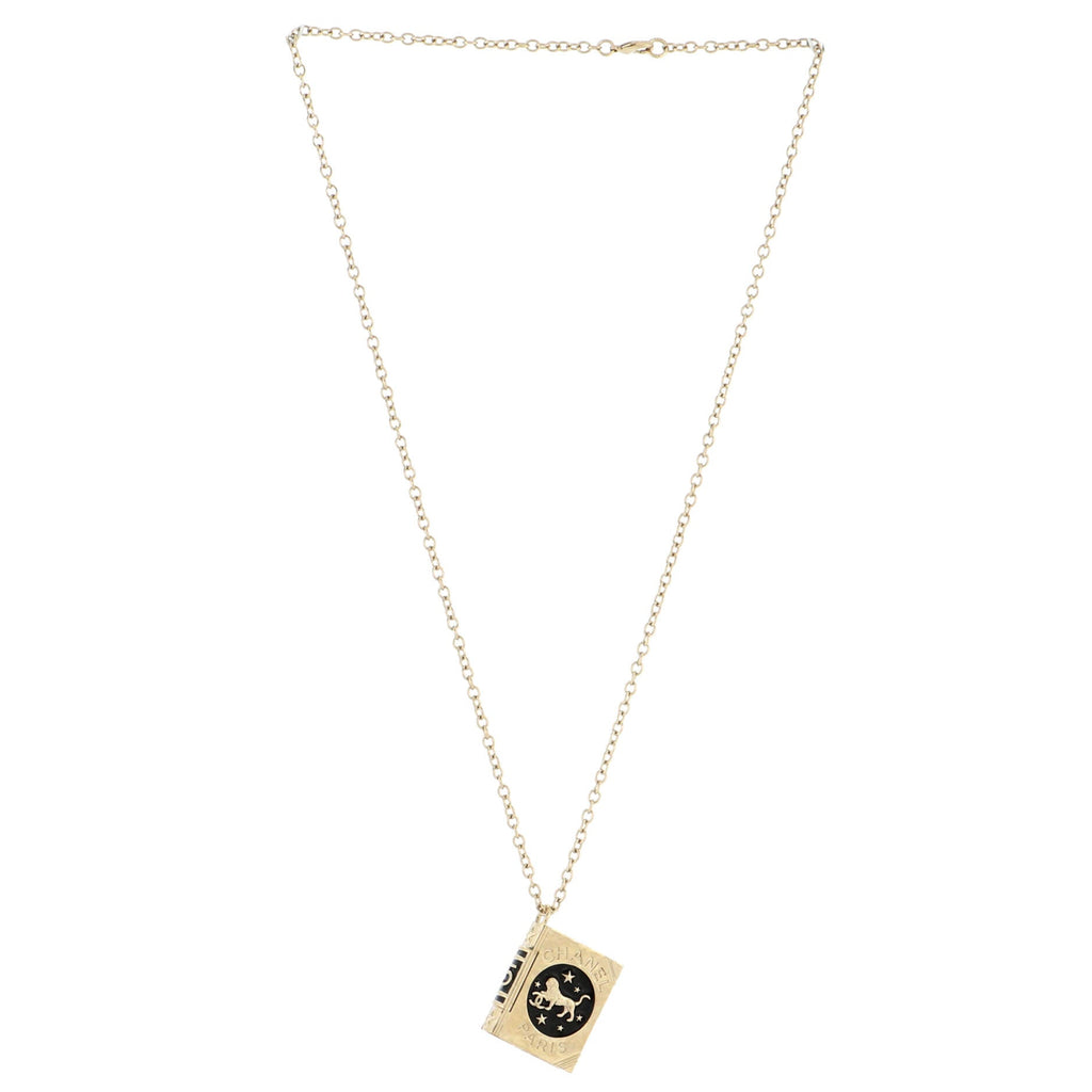 CC Lion Book Locket Pendant Necklace Metal with Enamel