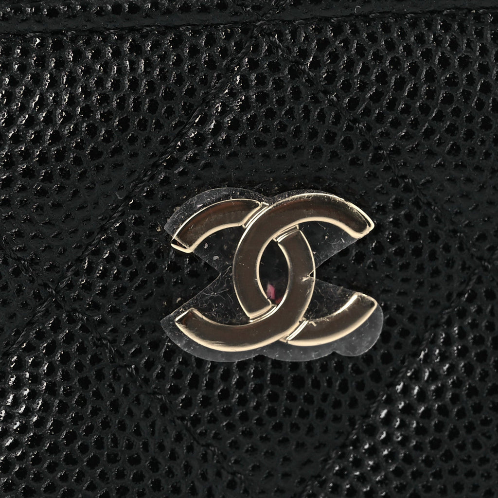 Caviar Quilted Small Vanity Case With Chain Black