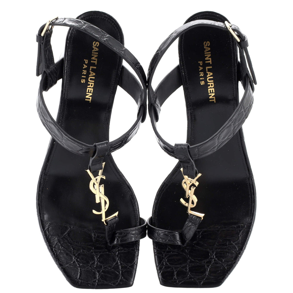 Women's Cassandra Heeled Sandals Crocodile Embossed Leather 75