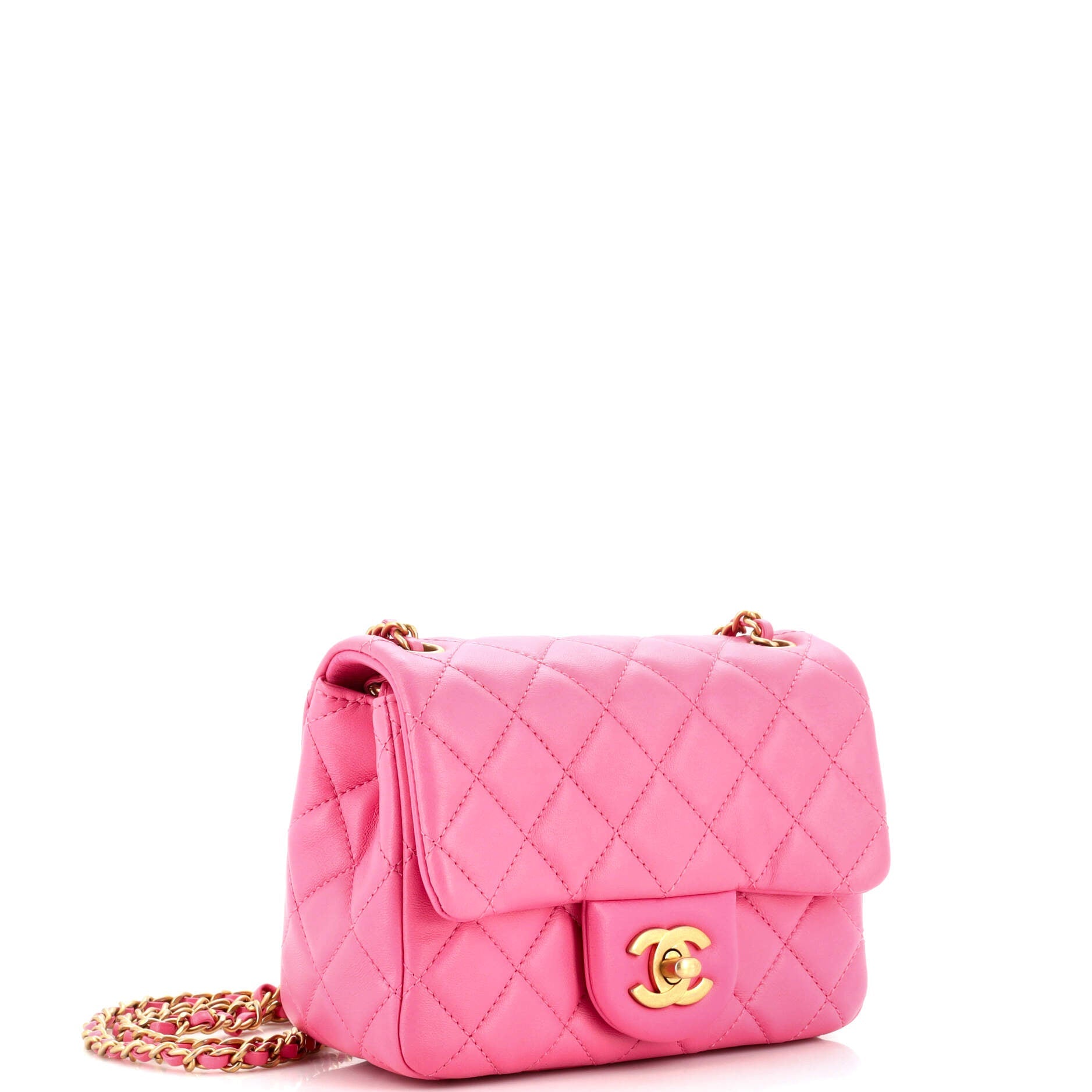 Pearl Crush Square Flap Bag Quilted Lambskin Mini