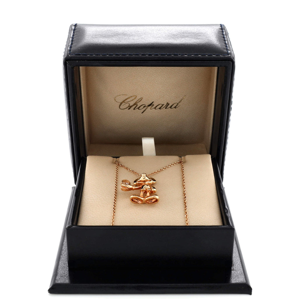 Happy Diamond Mickey Mouse Pendant Necklace 18K Rose Gold with Floating Diamond