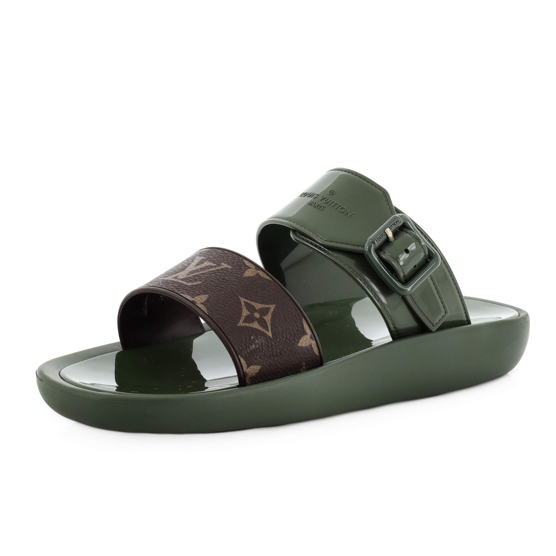 Women's Sunbath Flat Mule Sandals Monogram Canvas and Rubber