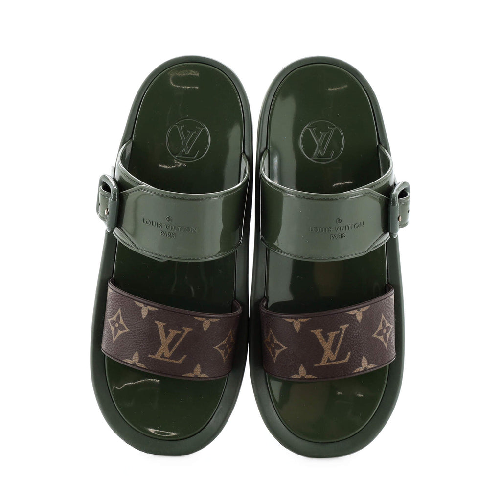 Women's Sunbath Flat Mule Sandals Monogram Canvas and Rubber