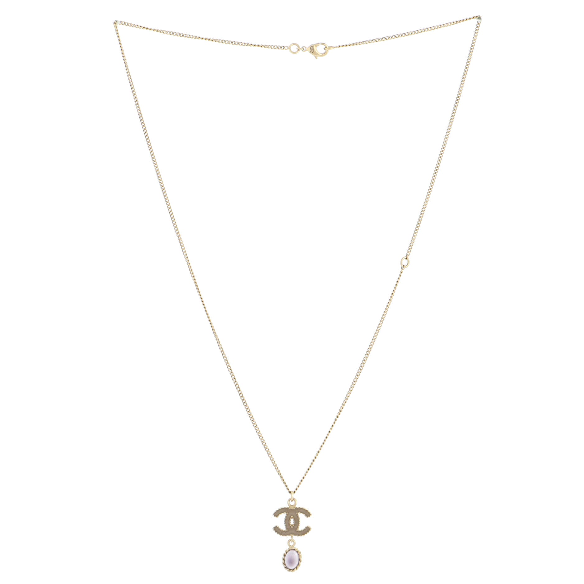 CC Drop Pendant Necklace Metal with Enamel and Resin