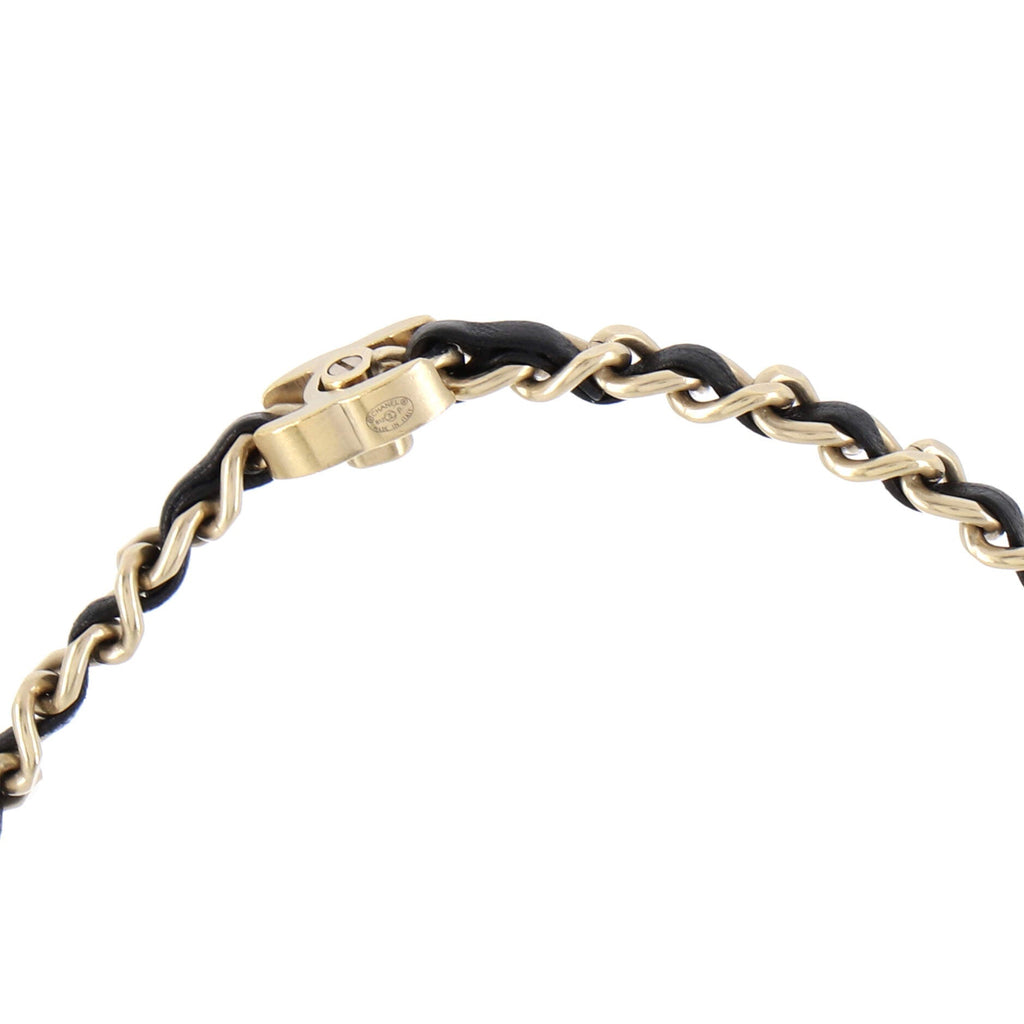 Interwoven Chain CC Turnlock Double Wrap Belt Metal and Leather 80