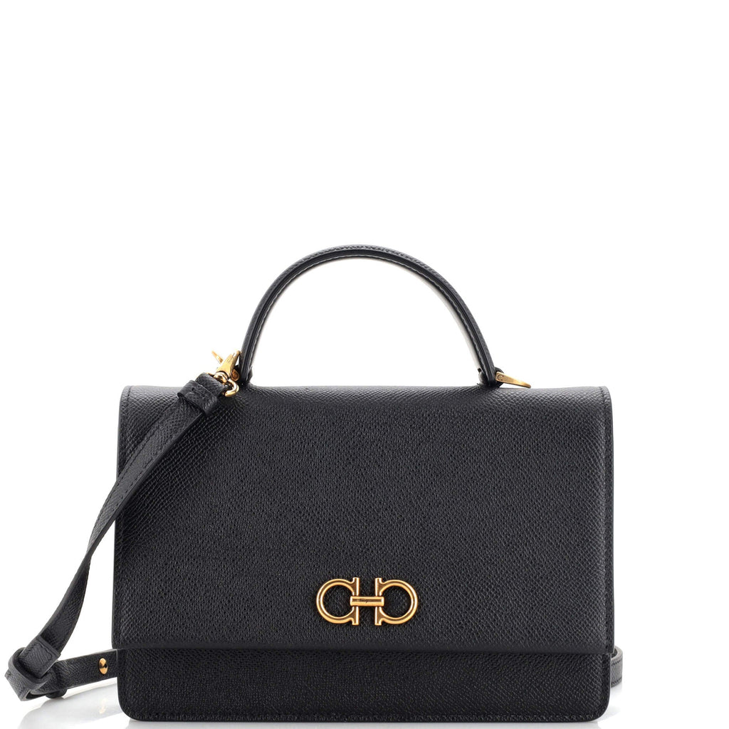 Gancini Top Handle Crossbody Bag Leather Mini