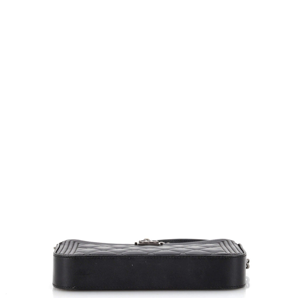 Boy Double Zip Clutch with Chain Quilted Lambskin