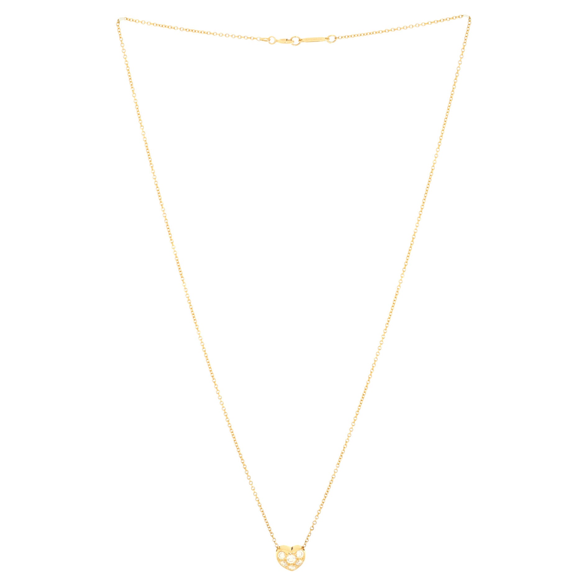 Heart 6 Diamond Pendant Necklace 18K Yellow Gold with Diamonds