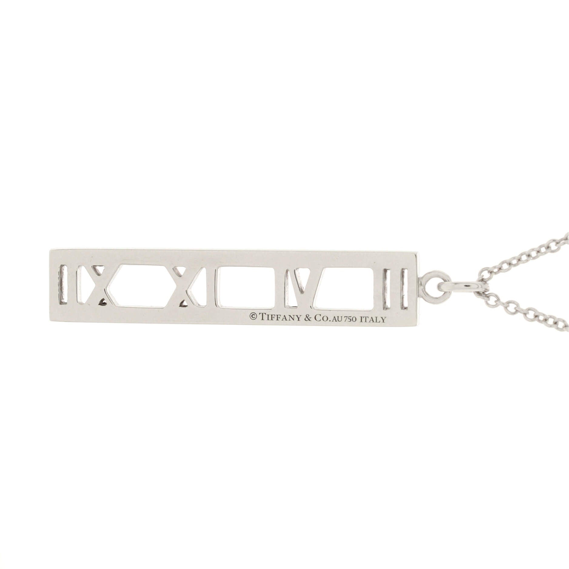Atlas Open Bar Pendant Necklace 18K White Gold with Diamonds Large