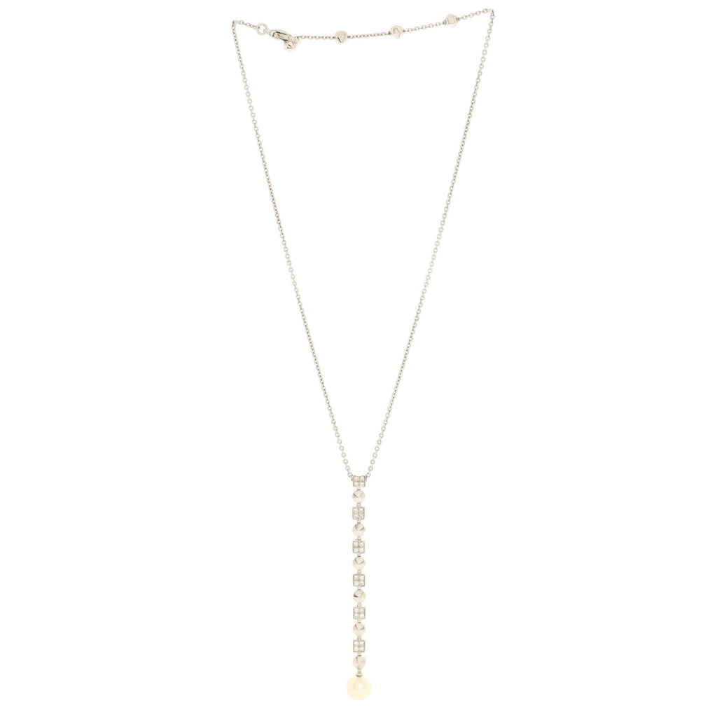 Lucia Pendant Necklace 18K White Gold with Diamonds and Pearl