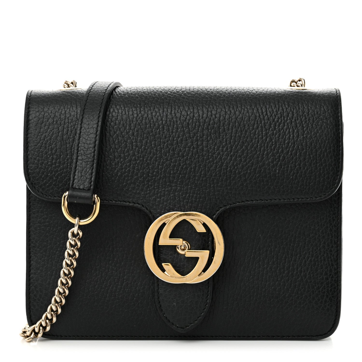 Dollar Calfskin Small Interlocking G Shoulder Bag Black
