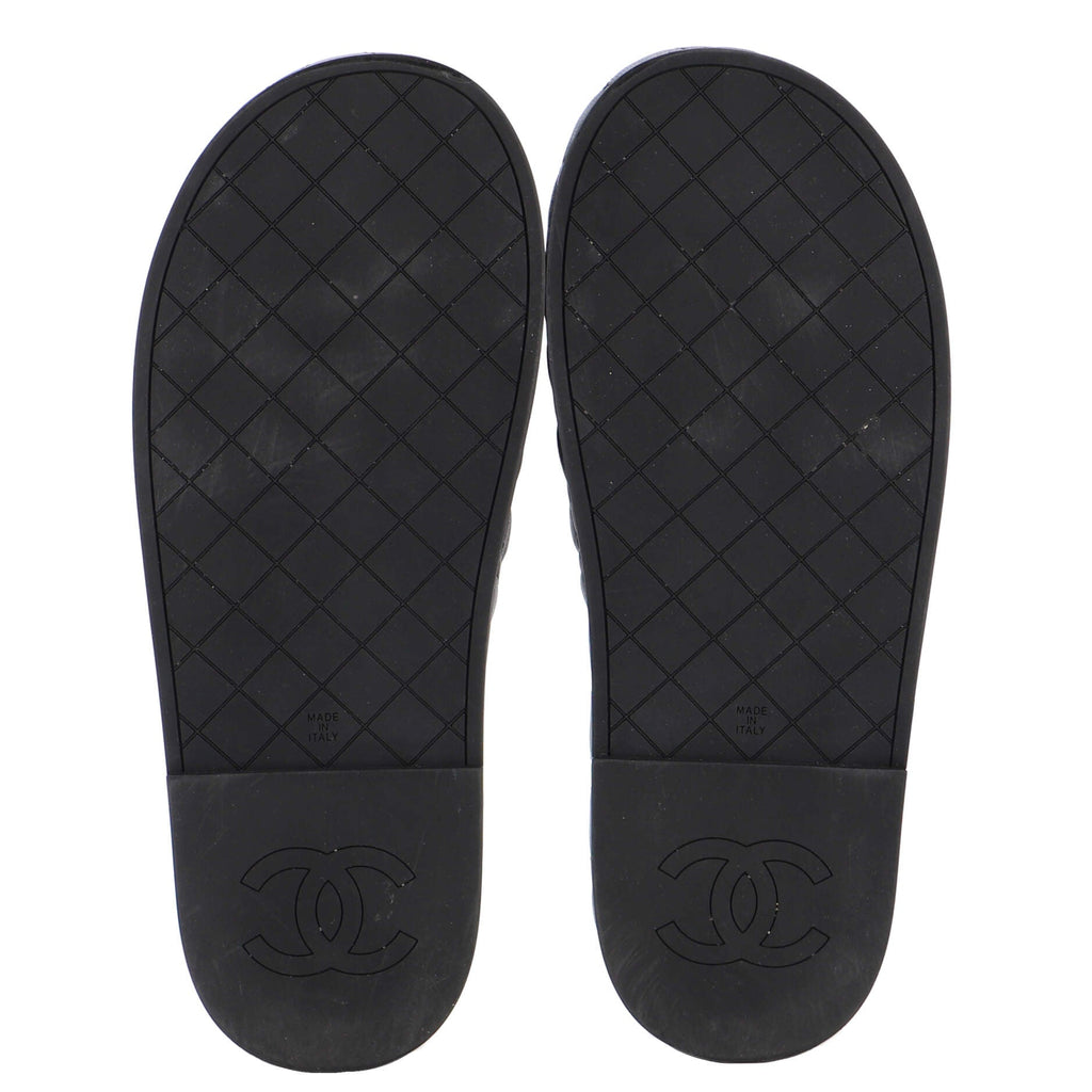 Women's CC Platform Slide Sandals Quilted Leather