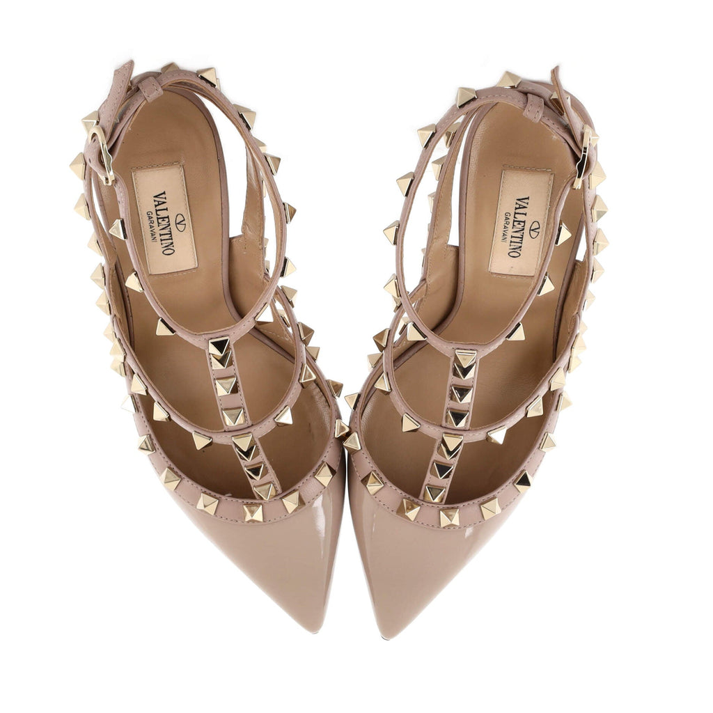Women's Rockstud Ankle Strap Pumps Patent 100
