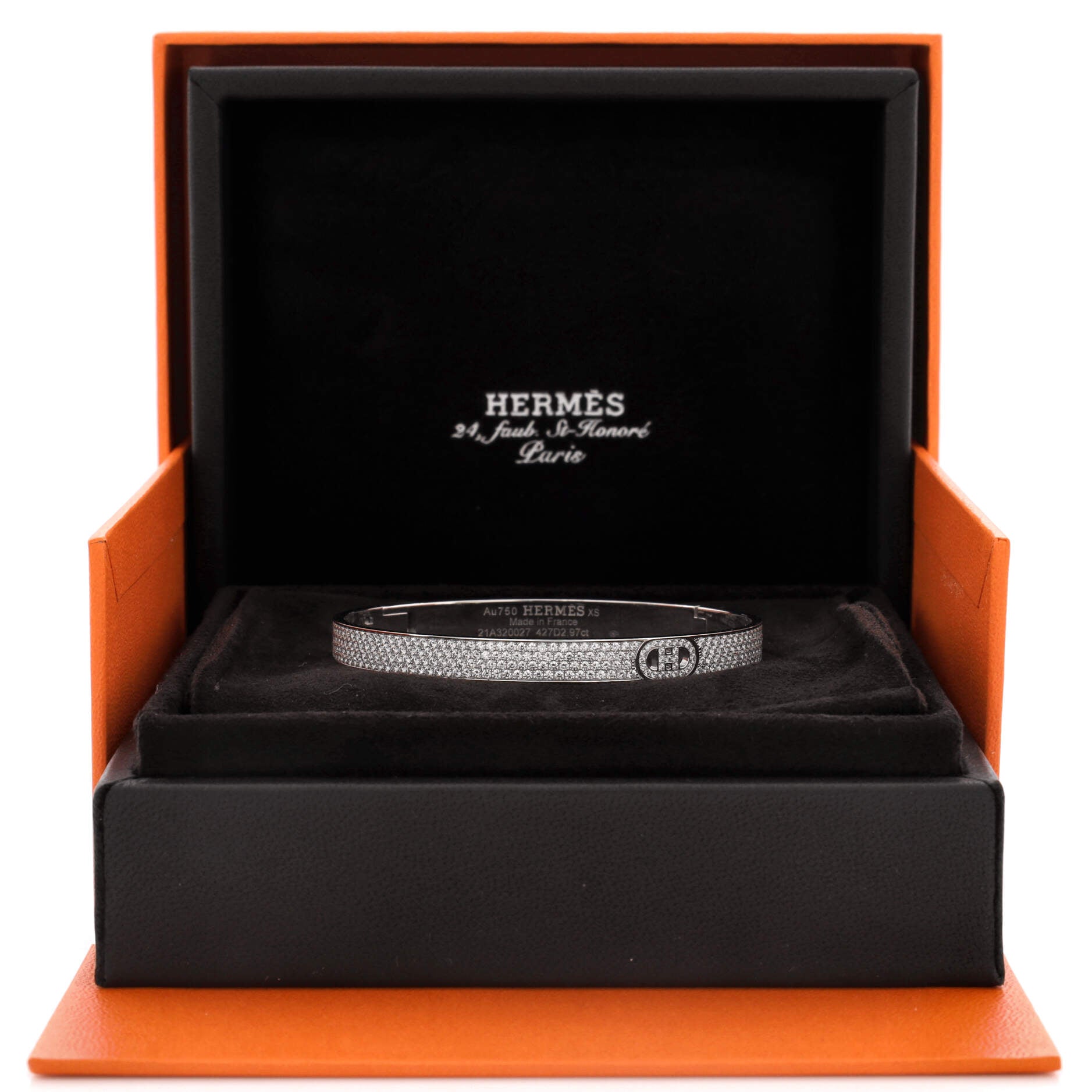 H d'Ancre Bracelet 18K White Gold with Full Pave Diamonds