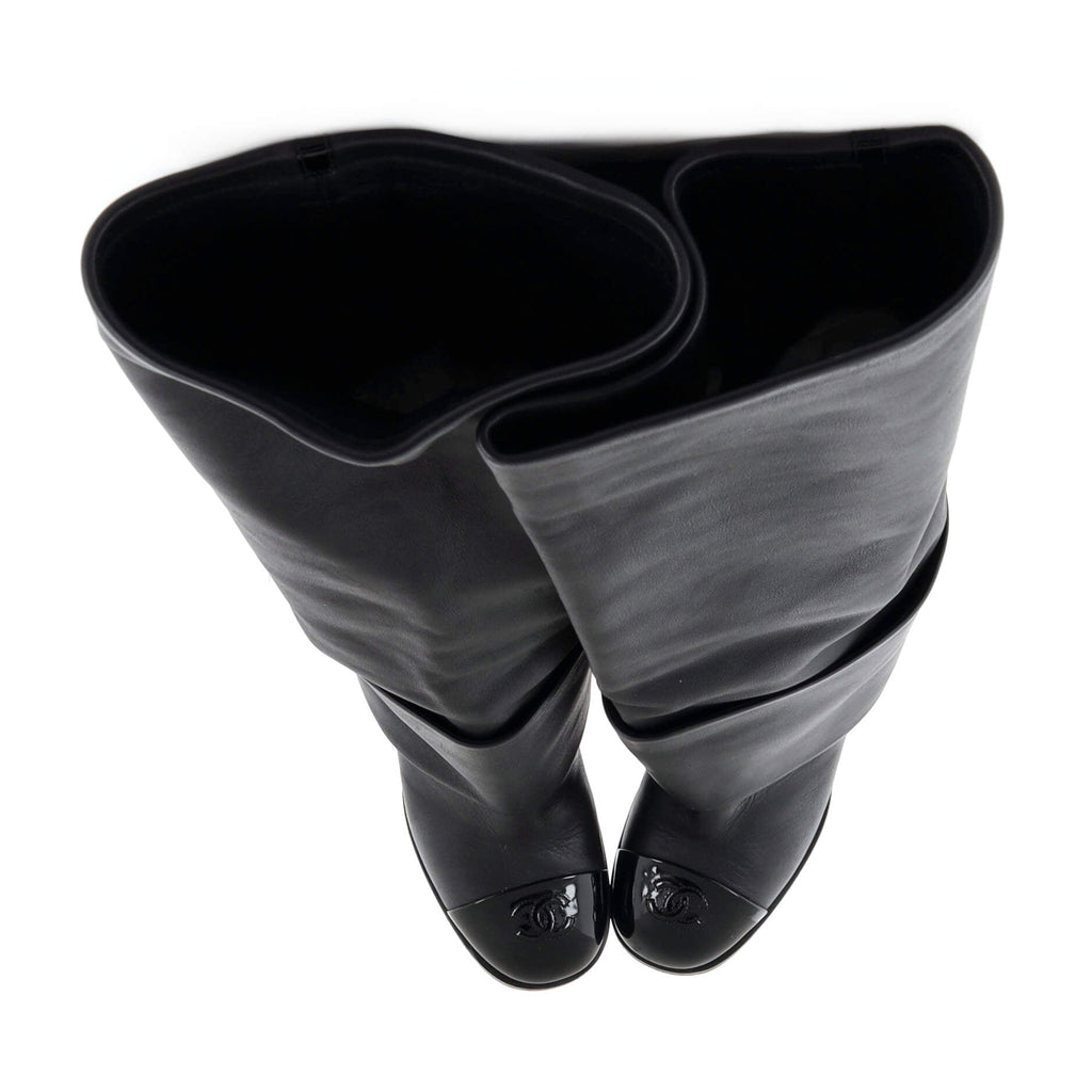 Women's CC Cap Toe Fold Over Boots Leather