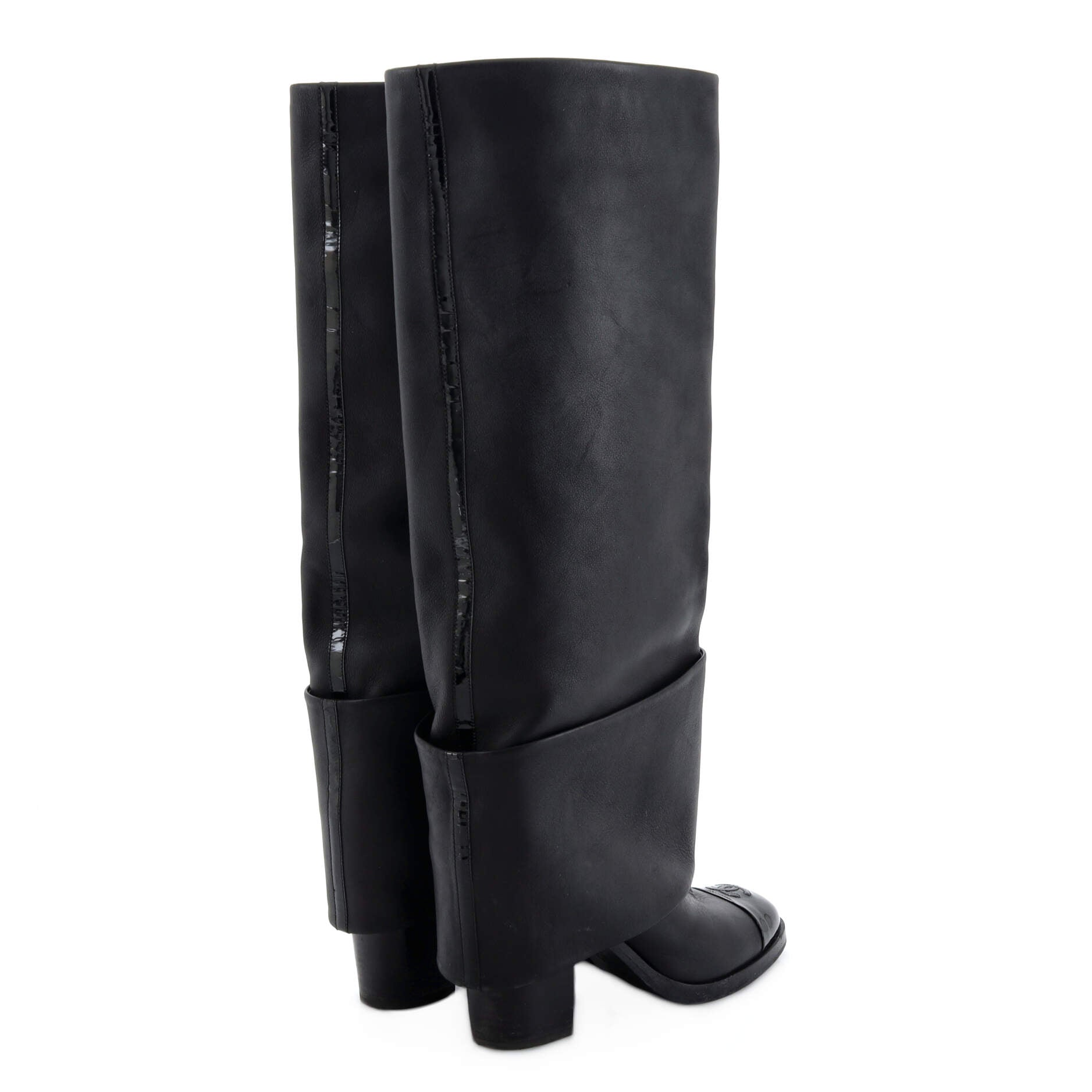 Women's CC Cap Toe Fold Over Boots Leather