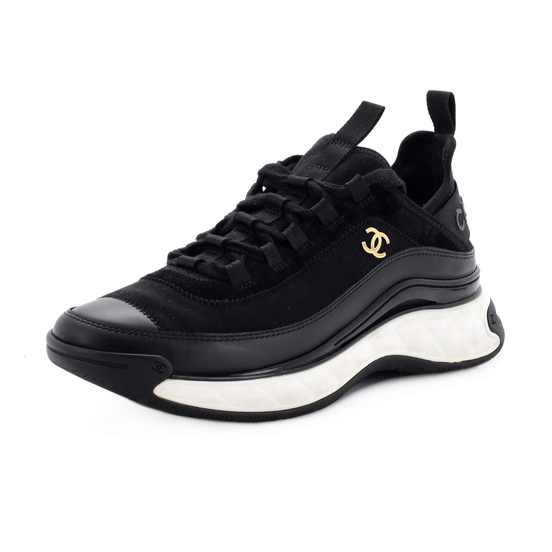 Women's CC Cap Toe Logo Sneakers Suede and Mixed Fibers