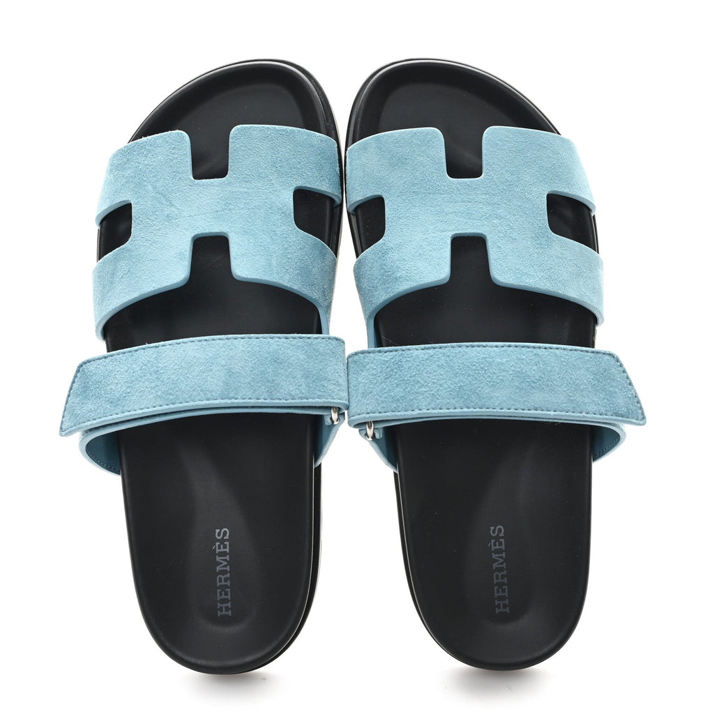 Suede Goatskin Womens Chypre Sandals 39 Bleu Mineral