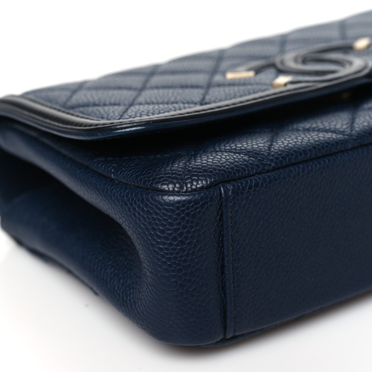 Caviar Quilted Small CC Filigree Flap Navy Black
