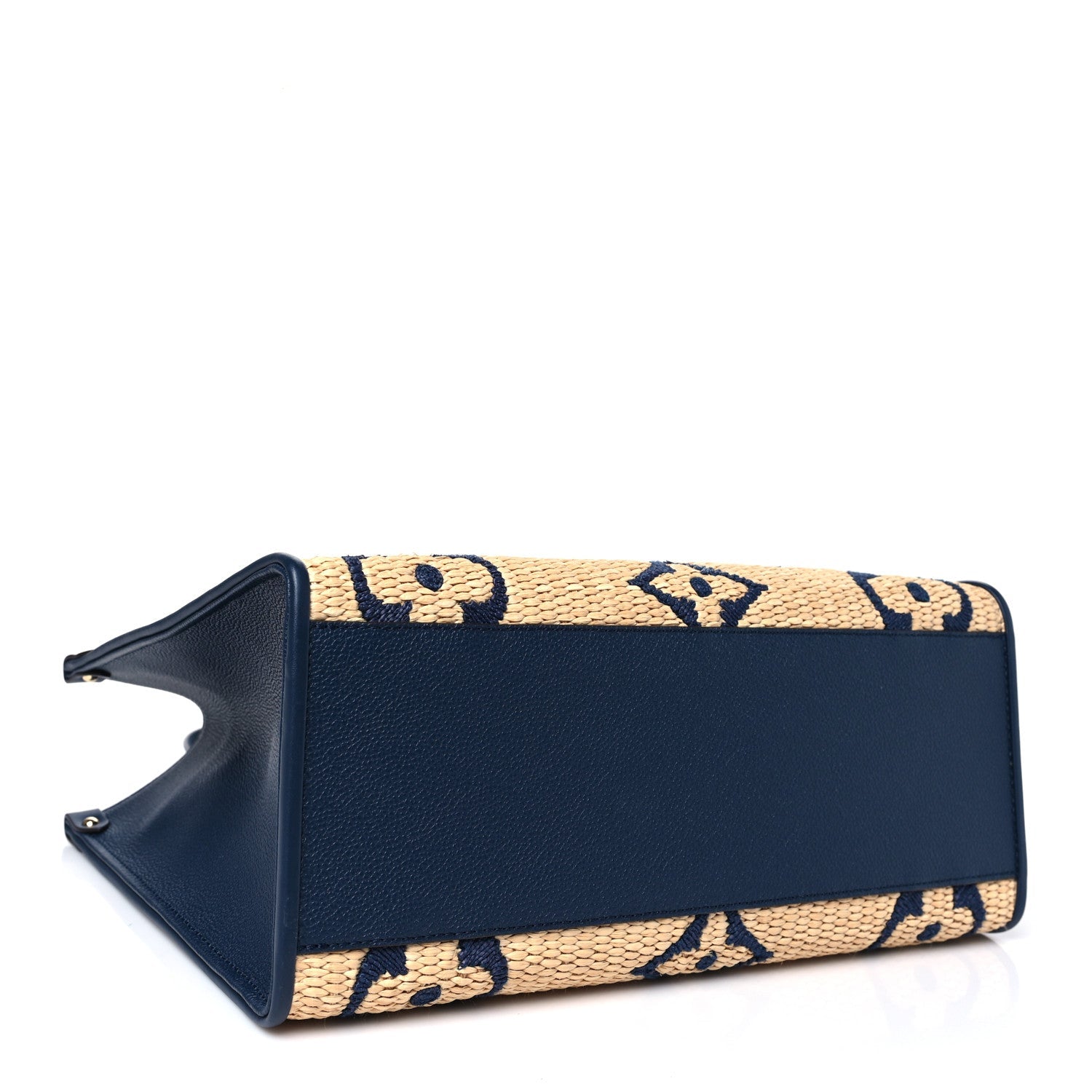 Raffia Calfskin Monogram Giant Onthego MM Blue