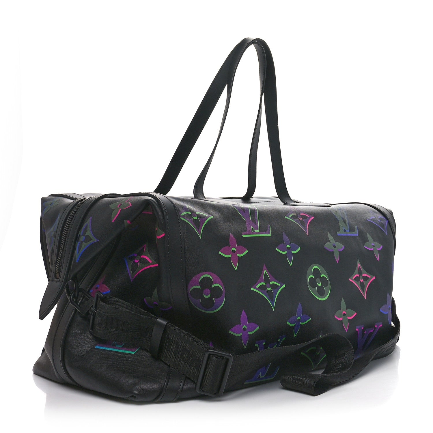 Calfskin Monogram Spotlight Comet Meteor Travel Bag 50 Black Borealis