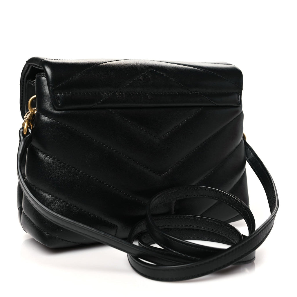 Calfskin Y Quilted Monogram Toy Loulou Crossbody Bag Black