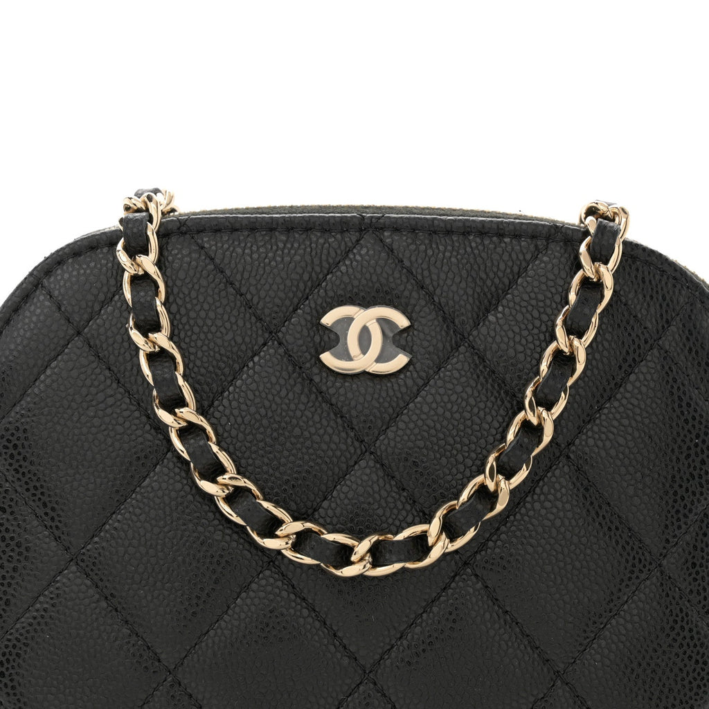 Caviar Quilted Classic Clutch with Chain Black