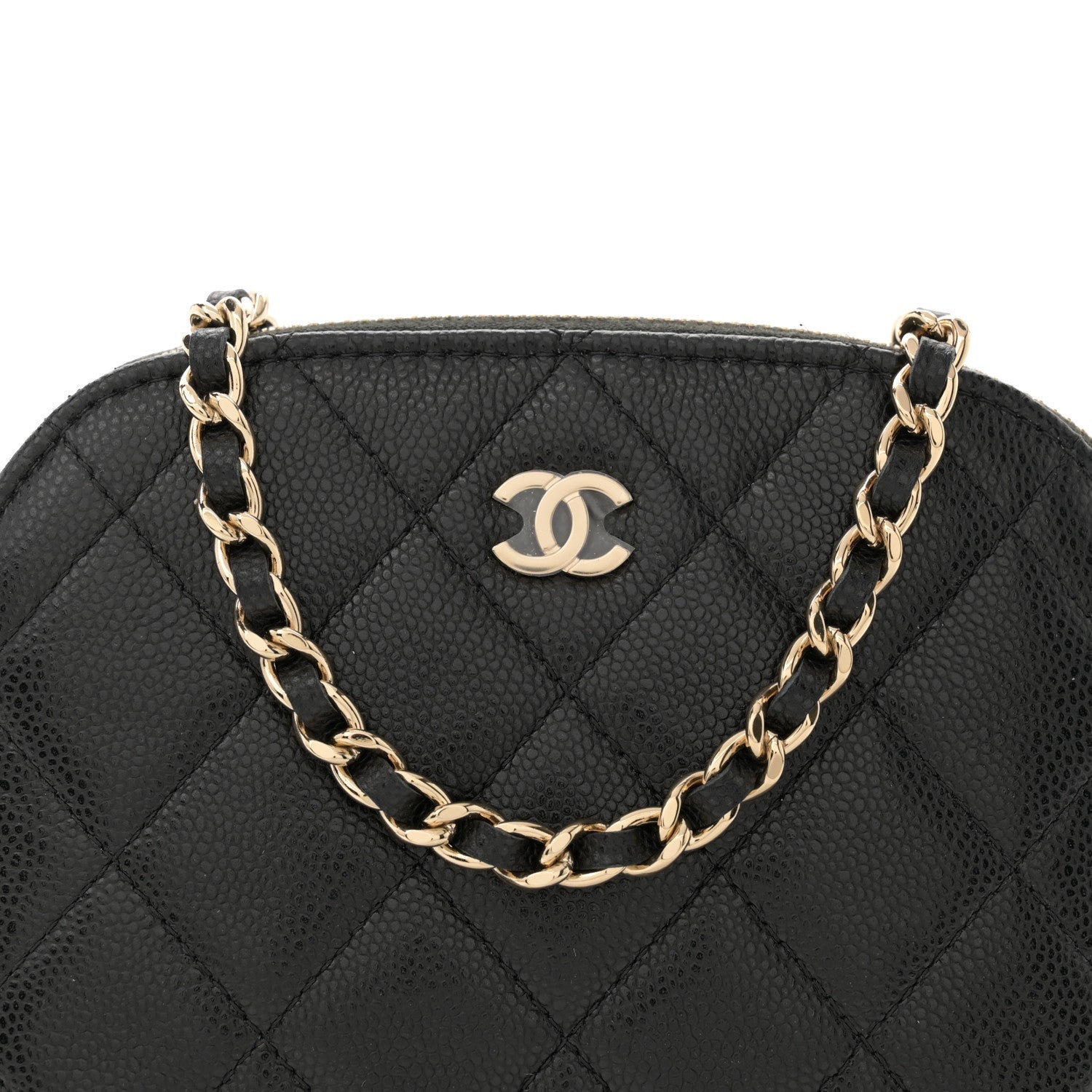 Caviar Quilted Classic Clutch with Chain Black