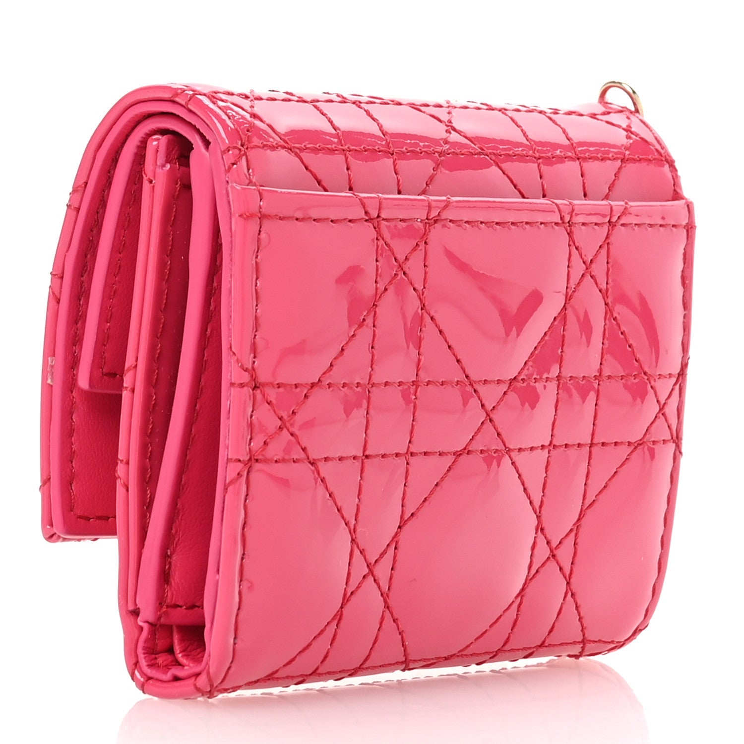 Patent Cannage Lady Dior Medium Wallet Passion Pink