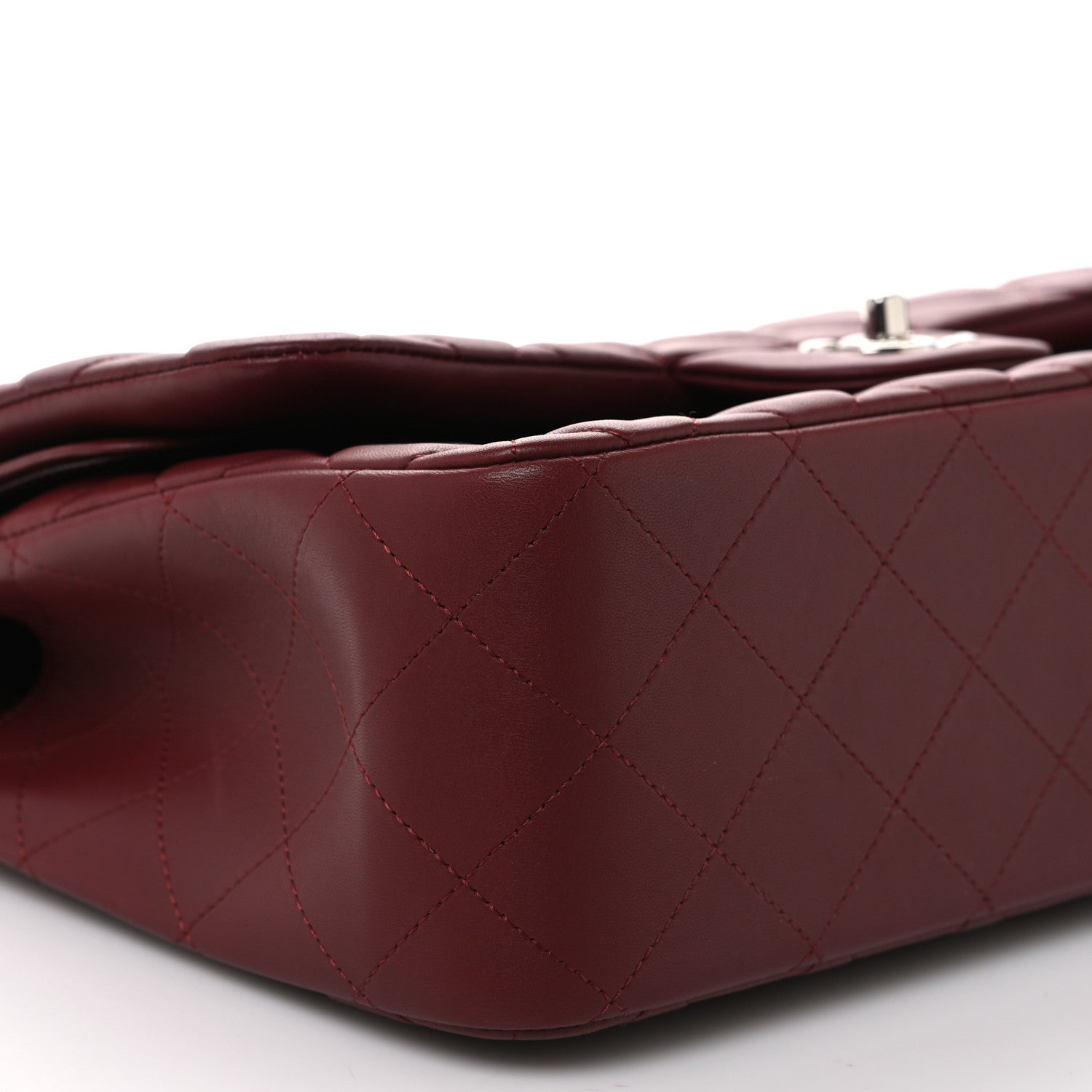 Lambskin Quilted Jumbo Double Flap Burgundy