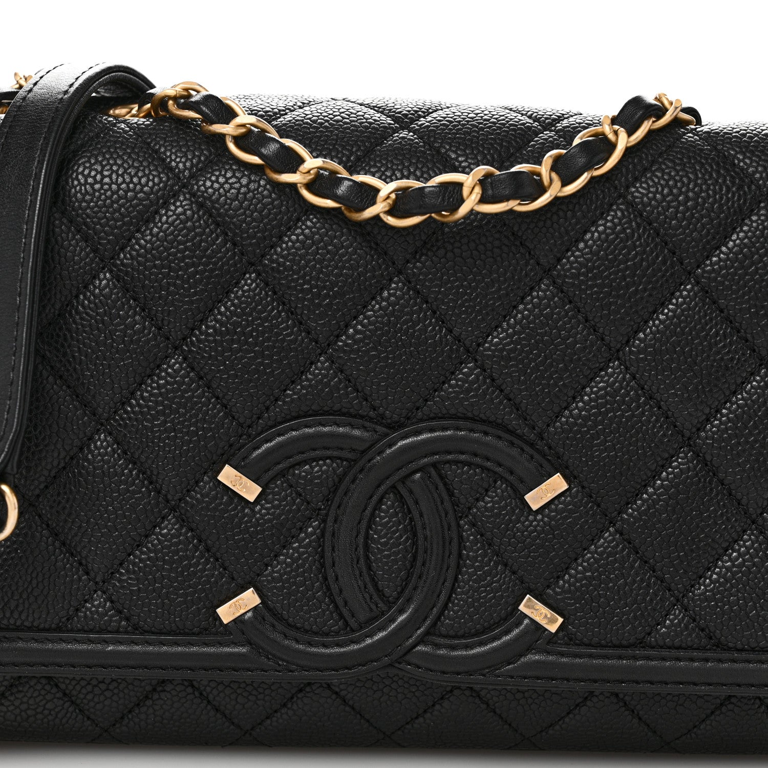 Caviar Quilted Medium CC Filigree Flap Black