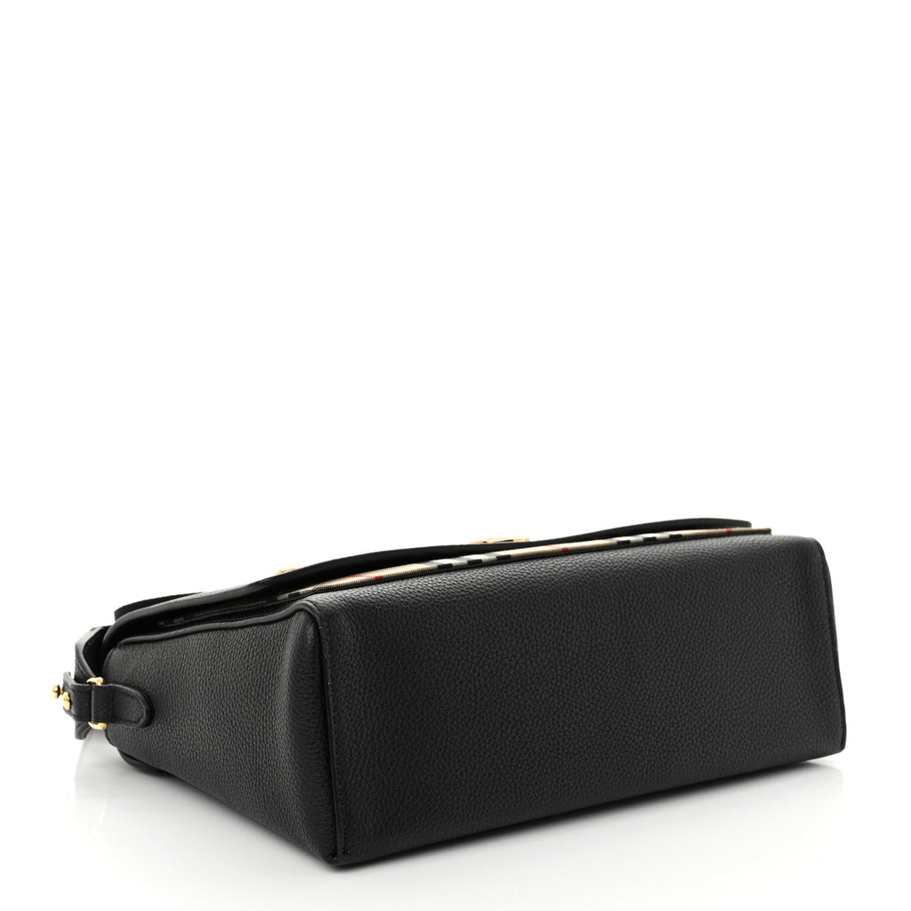 Grainy Calfskin Vintage Check Note Crossbody Bag Black