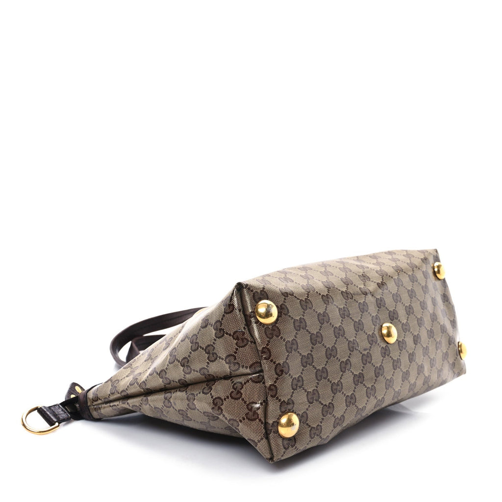 Crystal Monogram Small Babouska Tote Dark Brown