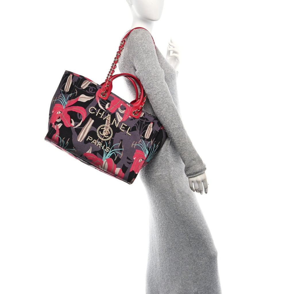 Velvet Calfskin Medium Deauville Tote Pink Multicolor