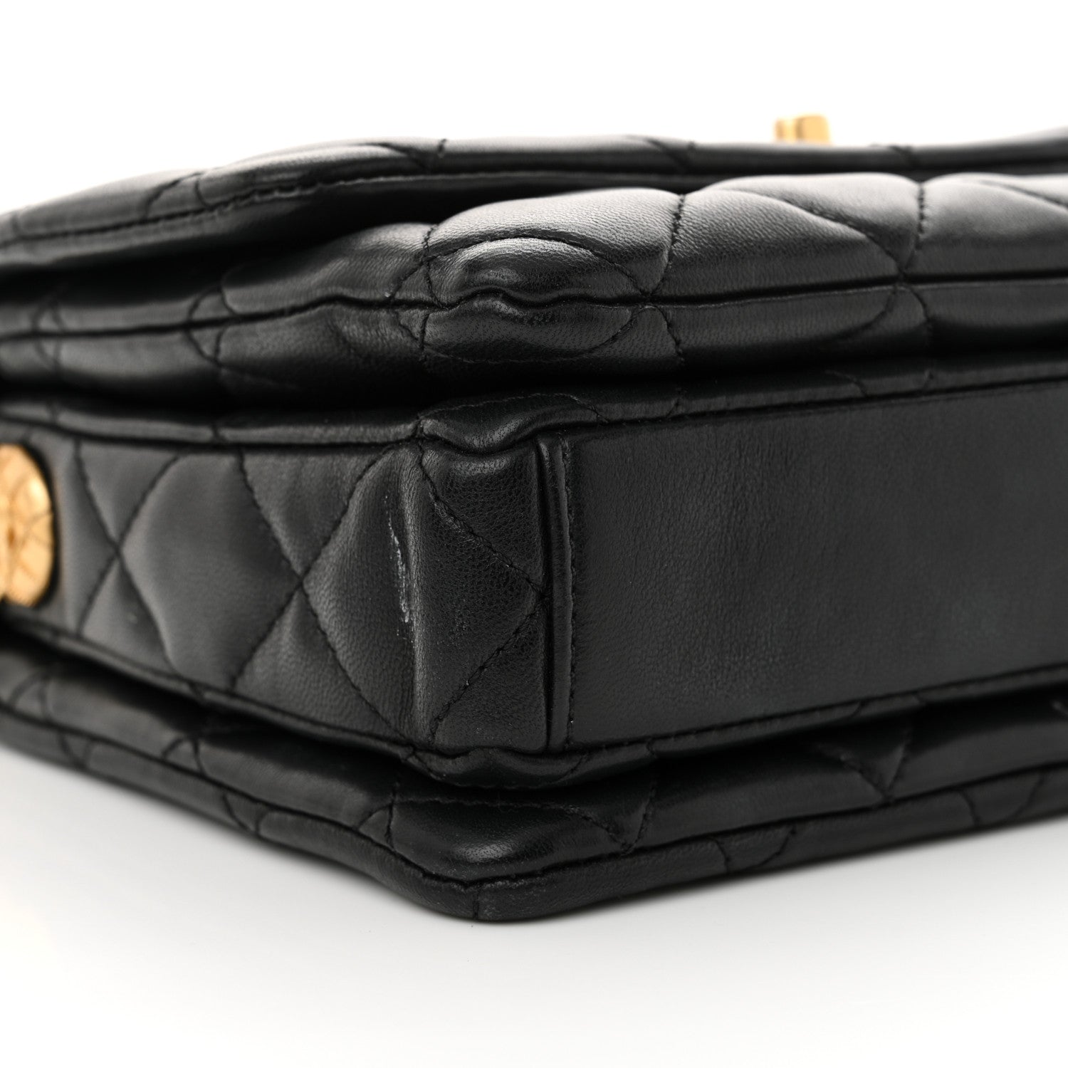 Lambskin Quilted Mini Medallion Multi Chain Flap Black