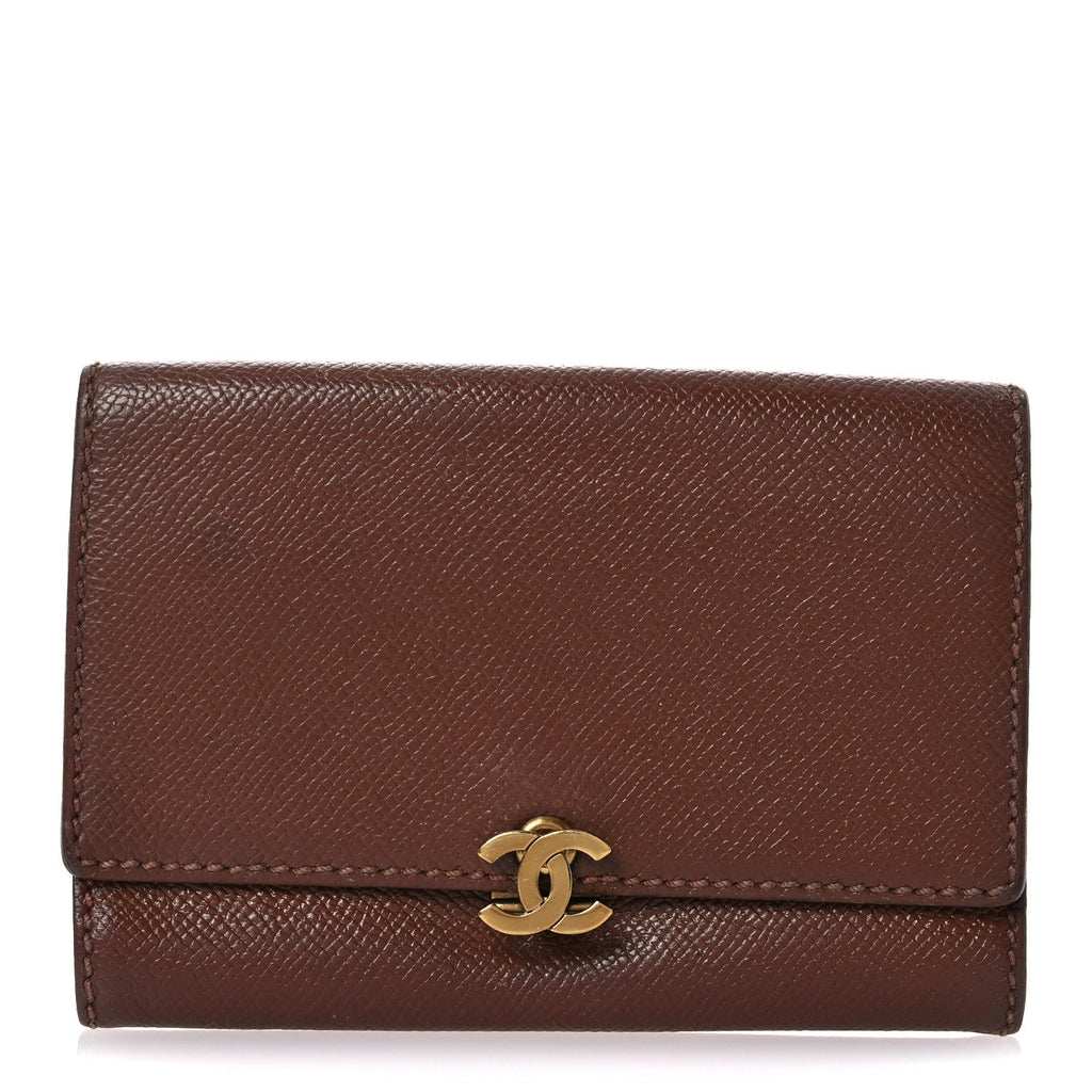 Calfskin Compact Wallet Brown