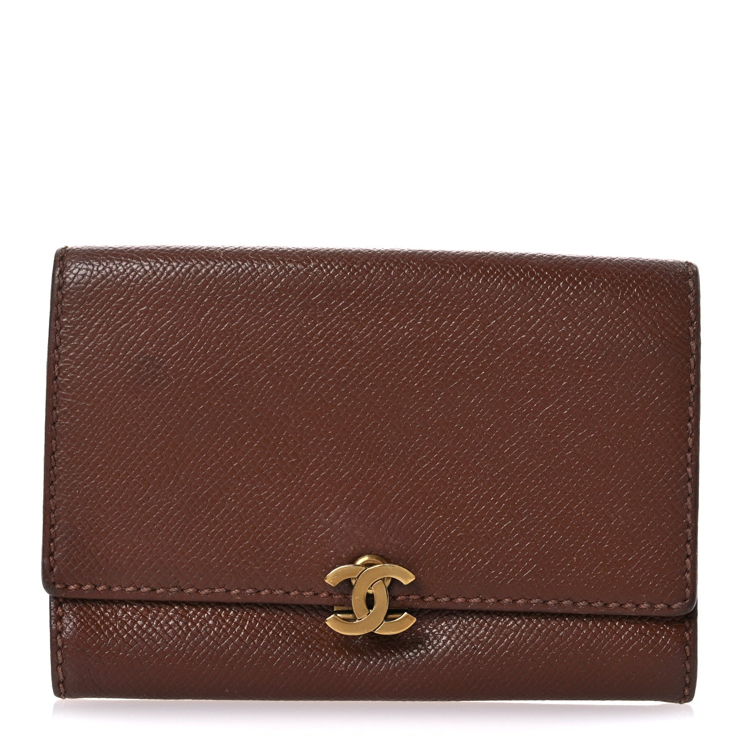 Calfskin Compact Wallet Brown
