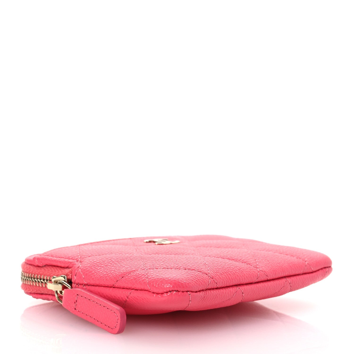 Caviar Quilted Zip  Holder Wallet Pink