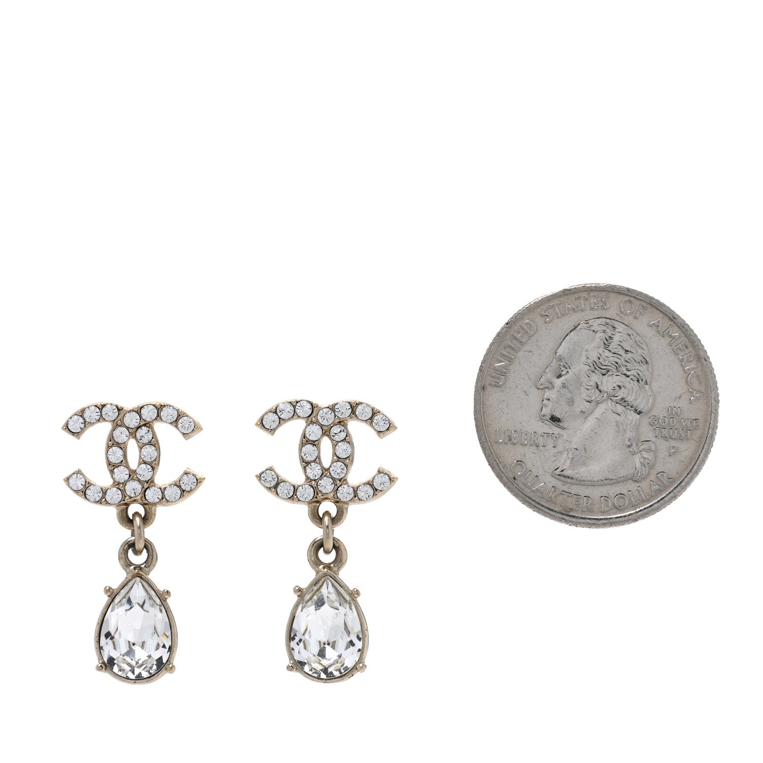 Crystal CC Pear Drop Earrings Gold